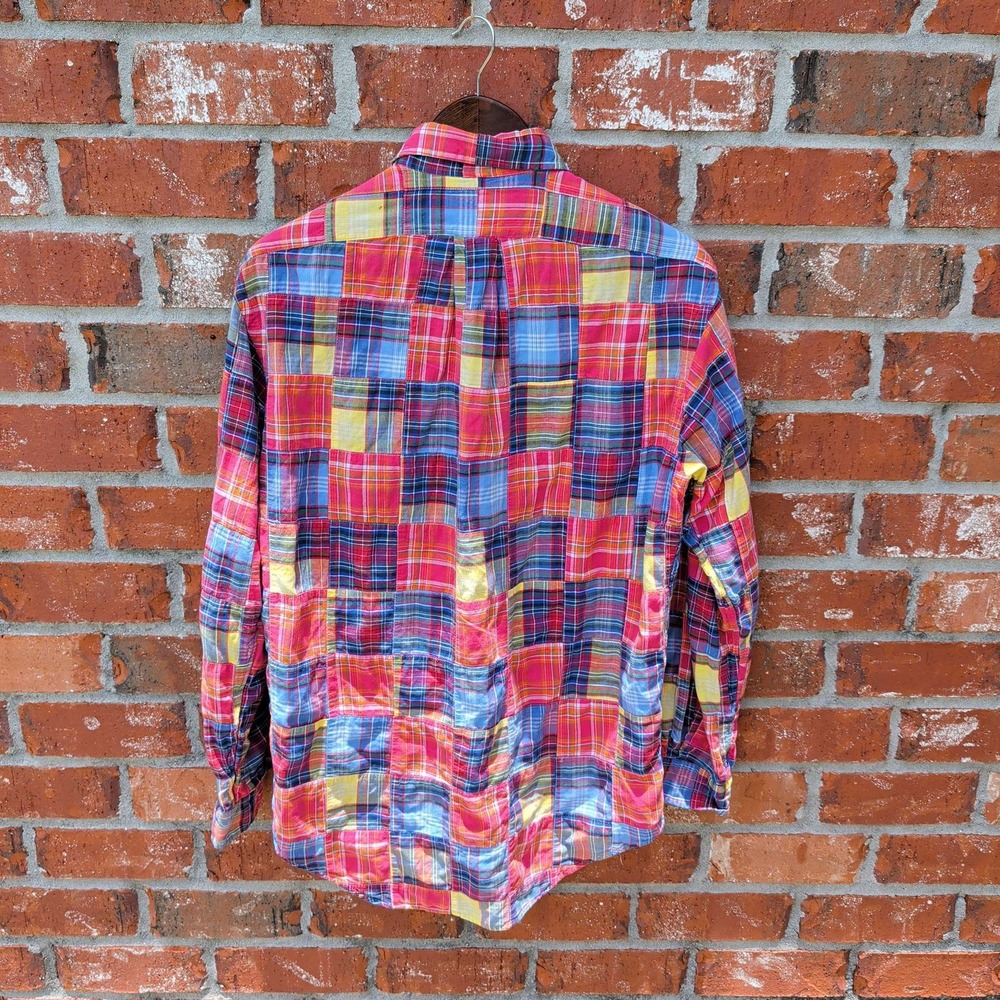 Ralph Lauren Patchwork Plaid Shirt Mens Small Multicolor Classic Fit Madras - Picture 2 of 5